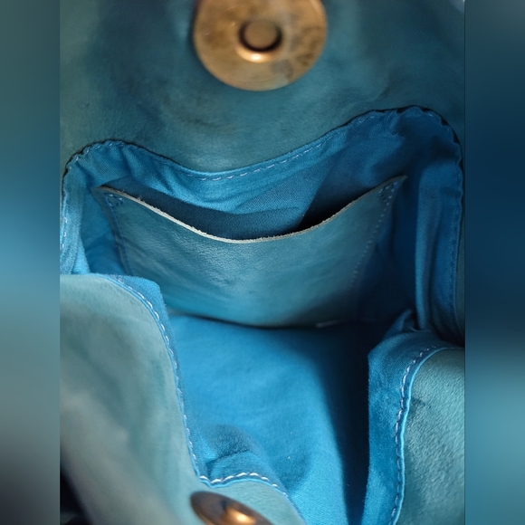 Desigual Teal Leather Tote with Multicolor Peek-Through - Picture 10 of 15